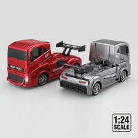Großhandel 1:24 Maßstab 2,4G 4WD Hochgeschwindigkeits-RC-Sattelschlepper mit Metallischer UV-Beschichteter Karosserie Blinkende LED-Lichter Stunt-Spielzeug RC-Drift-Truck