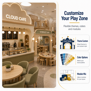 Equipo de juegos infantiles comerciales para interiores, casa de juegos con diseño de estación de bomberos, zona de juego de rol con mercado y <span class=keywords><strong>gasolinera</strong></span> para niños en FEC. - Product Image 5