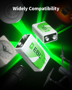 Pack de batteries EBL 280mah NIMH 9v NIMH rechargeables 6f22 9v pour microphones - Product Image 3