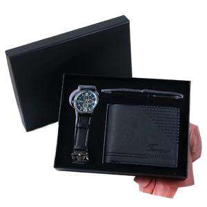 3 in 1 Set hadiah pria bisnis baru gantungan kunci dompet Logo kustom tahan lama 3-piece mewah 2025 - Product Image 1