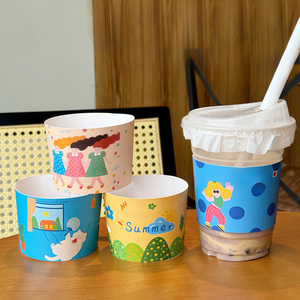 Mangas de taza de aislamiento de papel de una sola capa Impresión personalizada para papel desechable Taza de café de plástico Mangas de taza de café frío y caliente - Product Image 4