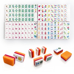 Luxury 4-Layered Anti-fade <b>Set</b> Acrylic American <b>Mahjong</b> Tiles Modern Engraved Light Orange for Singaporean Family Parties Games - Product Image 1