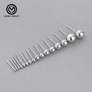 Pendientes de Plata de Ley 925 GE50, Hipoalergénicos, con Cuentas Redondas Pequeñas, en Varios Tamaños, Joyería Fina para Mujer - Product Image 4