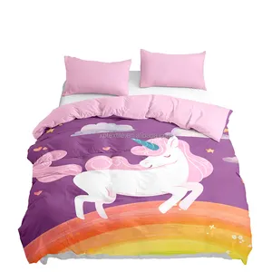 Conception personnalisée directe des fabricants Impression numérique 3D Motif de dessin animé Ensemble de housse de couette en polyester 100% Ensemble de literie pour l'hiver