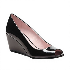 Sandales compensées respirantes pour femme, style bureau, à bout rond, en PU, à enfiler, pour l'été et le printemps - Product Image 2