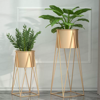 Ensemble de 2 supports métalliques pour fleurs, pour la maison et l'extérieur, avec rangement pour plantes et pots