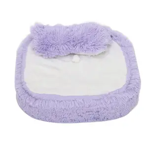 可爱宠物猫床带蝴蝶结紫色灰色粉色定制彩色蓬松软垫