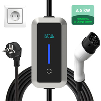 Chargeur EV portable de type 2 standard européen 3,5 kW Mode 2 EVSE 16A Plug and Play Station de recharge pour véhicules électriques IP55