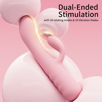 Vibrateur rotatif à 360 degrés en silicone rechargeable, étanche IPX6, double extrémité, jouet sexuel féminin, point G, clitoris, 10 vitesses