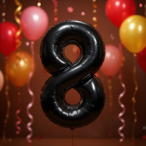 Globos de Fiesta con Número, Color Negro N8, 100 cm, Bolsa de 12 Unidades - Product Image 2