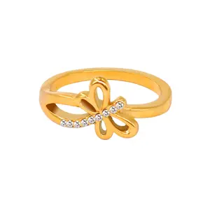 Groothandel Custom Non-Fading Fijne Ring Mode Sieraden 18K Verguld Roestvrij Staal Ingelegde Zirkoon Libel Ontwerp Ring Vrouwen