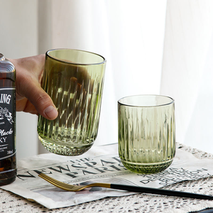 Verre à boire en verre cannelé coloré, base épaisse antidérapante, verre rétro cannelé pour jus, eau, whisky - Product Image 3
