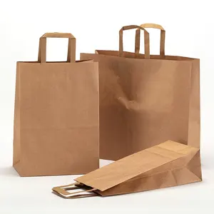 厂家成本价食品级平柄手感便宜礼品购物牛皮纸袋定制印有您自己的标志