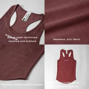 Gerecycled Polyamide Racer Back Tank Top Mujer Naadloze Tank Top Vrouwen Gym Tank Tops Vrouwen