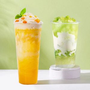 Gobelet en plastique transparent jetable à paroi simple PP90 personnalisé pour thé au lait, café, jus, boissons, diamètre 90 mm - Product Image 2