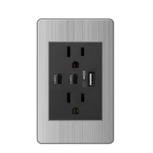 Socket with usb and type c plug US home switch charger power socket with usb port