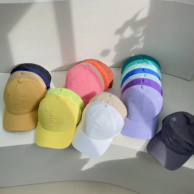 Boné de beisebol de secagem rápida para mulheres, boné casual de verão leve e liso, novidade da moda, bonés em branco