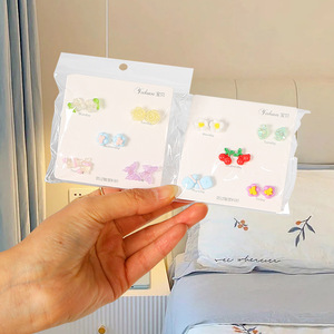 Fresh Sweet Cartoon <b>Stud</b> Earrings 5 Pairs <b>Plastic</b> Alloy Women Gift Fashion Jewelry - Product Image 1