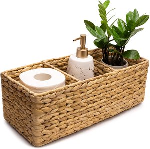 Compartiments du plateau du réservoir des toilettes naturelles OEM à l'arrière de la toilette Panier de rangement en jacinthe d'eau pour décoration féminine - Product Image 1