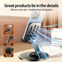 Support de téléphone portable pliable en métal pour bureau, rotation à 720°, réglable, portable, en acier, compatible avec tous les modèles d'iPhone et d'Android