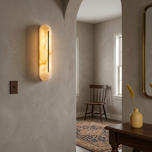 Alabaster <b>Wall</b> Lamp Brass Natural Stone <b>Sconce</b> Modern Minimalist Capsule Luxury <b>Light</b> Designer Aisle Bedroom Hotel Luminaire - Product Image 3