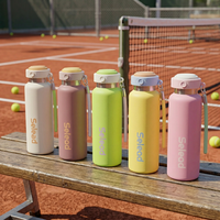 Bouteille d'eau isotherme en acier inoxydable à double paroi personnalisée avec couvercle à poussoir, sans BPA, anti-fuite, pour le cyclisme et les activités de plein air