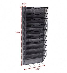 10-Tier Wall Mounted Hanging File Organizer Magazine Rack Metal <b>Mesh</b> Wall File Holder Organizer - Product Image 2