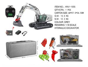 HUINA-Modèle réduit de pelle hydraulique en métal avec télécommande, modèle de camion entièrement fonctionnel, échelle 1/18, <span class=keywords><strong>Kabolite</strong></span> K961-100S - Product Image 6