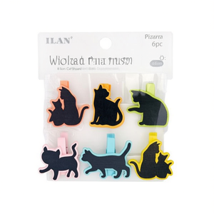 Ilan Mollette in Legno con Lavagna 3.5cm 6pz a Forma di Gatto per Lavagna - Product Image 1