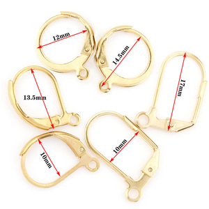 Ganchos para pendientes de acero inoxidable chapados en oro, forma redonda en D, para la fabricación de pendientes, componentes de joyería DIY, accesorios geométricos unisex H1251 - Product Image 3