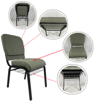 Chaise d'église grise durable et confortable avec coussin, idéale pour les événements et auditoriums – Vente en gros