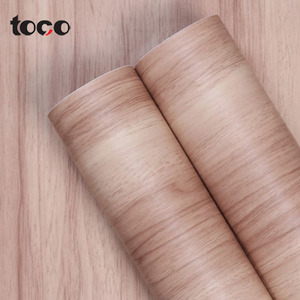 TOCO-Película de madera laminada para muebles, papel de revestimiento de Mdf de Color de grano para muebles