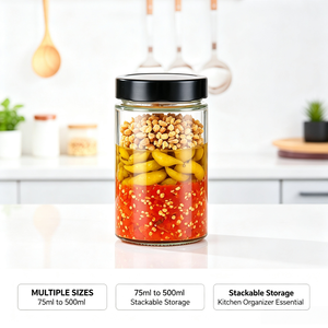 Offre Spéciale – Pots en Verre Rond en Borosilicate avec Col Métallique et Design Estampé pour Stockage Alimentaire – 100ml, 150ml, 180ml, 250ml, 280ml, 380ml, 500ml, 750ml - Product Image 4