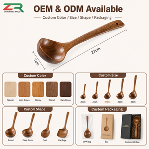 Cuchara de Café de Madera Natural con Baño de Oro, Mango Largo, Anti-Rayaduras, Segura <span class=keywords><strong>para</strong></span> Utensilios de Cocina, Resistente al Calor, 27cm, Inoxidable, Inodora, <span class=keywords><strong>para</strong></span> Cocina - Product Image 6