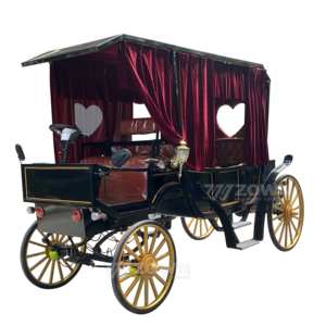 Carro de caballos de boda real de 4 ruedas negro de gama alta, carro de caballos eléctrico para exteriores, transporte especial para turismo - Product Image 1