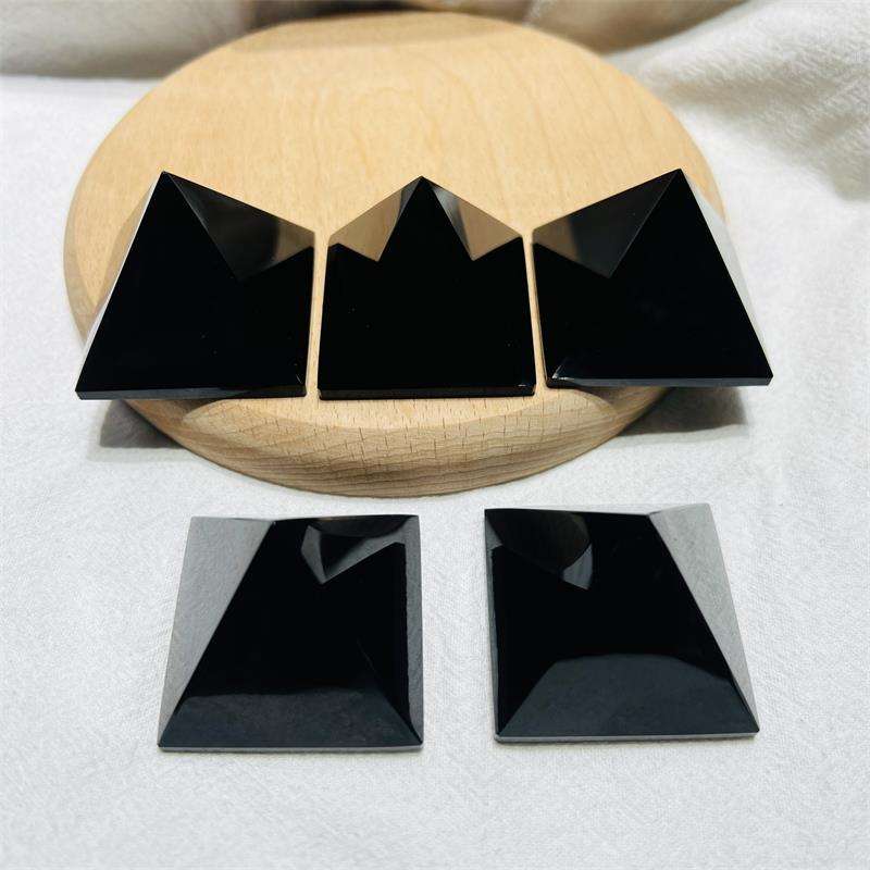 Natural Black Obsidian Healing Pyramid Sculpture - 4cm, Oem Available