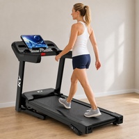 Tapis roulant motorisé pliable avec support pour tablette, vitesse de 2,0 CV (1-12 km/h), capacité de 150 kg, machine de course connectée Bluetooth pour la maison