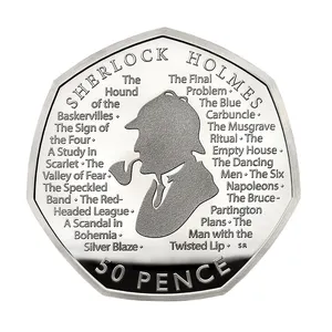 Wd Ebay Hot Sell Herdenkingsmunt 50 Penny Coin Sherlock Holmes 50 P Waarde Munt