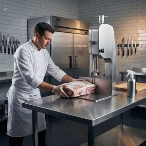 Scie à ruban à viande en acier inoxydable, épaisseur réglable, semi-automatique, pour la transformation de la viande fraîche, cuisine de restaurant - Product Image 6
