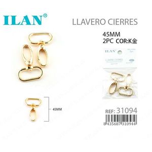 Moschettone Portachiavi Ilan 45mm in Metallo Dorato per Accessori Borse - Product Image 1