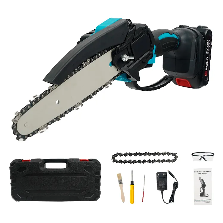 New arrival electric 2000mAh battery powered household DIY power tools 6-inch chainsaw cordless with accessories