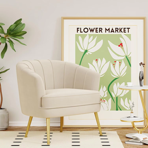 Wholesale White Accent <strong>Chair</strong> with Comfortable Velvet <strong>Bucket</strong> Seat Portable Armchair with Metal Leg Ergonomic Bedroom Leisure Sofa - Product Image 5