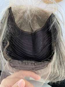 <span class=keywords><strong>Parrucche</strong></span> Bob Naturali Lisce e Ondulate Grigie, <span class=keywords><strong>Capelli</strong></span> Umani <span class=keywords><strong>Veri</strong></span> Sale e Pepe, <span class=keywords><strong>Parrucche</strong></span> Full Lace HD 5x5 Senza Colla Pronte all'Uso - Product Image 6