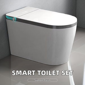 Ensemble Abattant <span class=keywords><strong>de</strong></span> Toilettes Chauffant Intelligent avec Capteur, Toilettes <span class=keywords><strong>de</strong></span> Luxe en <span class=keywords><strong>Céramique</strong></span> à Siphon en S, Lavabo Rond et Toilettes Portables <span class=keywords><strong>de</strong></span> Luxe - Product Image 2