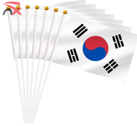Offre Spéciale 14*21cm activités de petit drapeau célèbrent les drapeaux coréens agités à la main avec un poteau en plastique