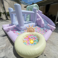 Château gonflable blanc pour la location, château gonflable extérieur pour tout-petits avec toboggan et piscine à balles pour fêtes et célébrations