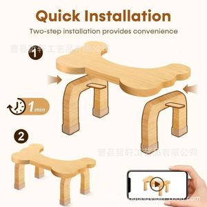 Solid Wood Toilet Foot <b>Stool</b> 200mm Durable Minimalist Design For Home <b>Bathroom</b> Use - Product Image 4