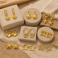 Boucles d'oreilles créoles tendance ES640 Star Design en acier inoxydable, polyvalentes, pour un usage quotidien, bijoux pour femmes, cadeau