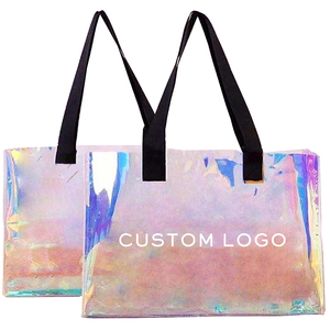 Moda logotipo personalizado regalo láser holográfico iridiscente impermeable PVC bolsa de compras bolsa de PVC transparente - Product Image 2