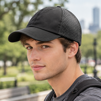 Casquette de baseball noire en maille respirante, légère, à séchage rapide, avec visière incurvée réglable, idéale pour les trajets quotidiens et les voyages en plein air